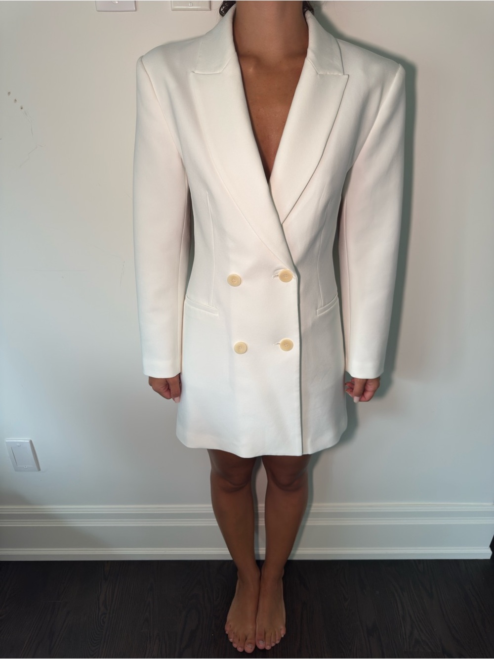 Zara Cream Double-Breasted Blazer Dress
